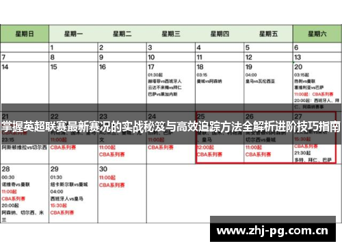 掌握英超联赛最新赛况的实战秘笈与高效追踪方法全解析进阶技巧指南